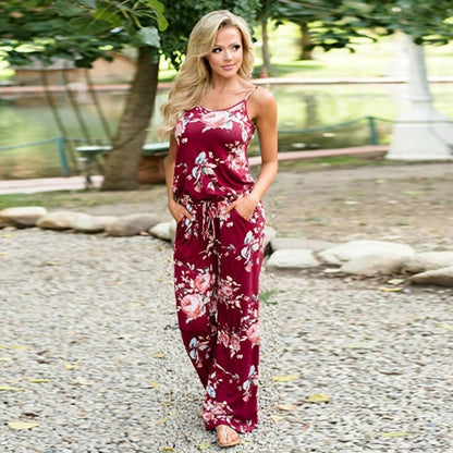 Women Casual Strappy Sleeveless Jumpsuit