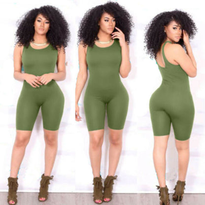 Women Casual Sleeveless Bodycon Romper Jumpsuit