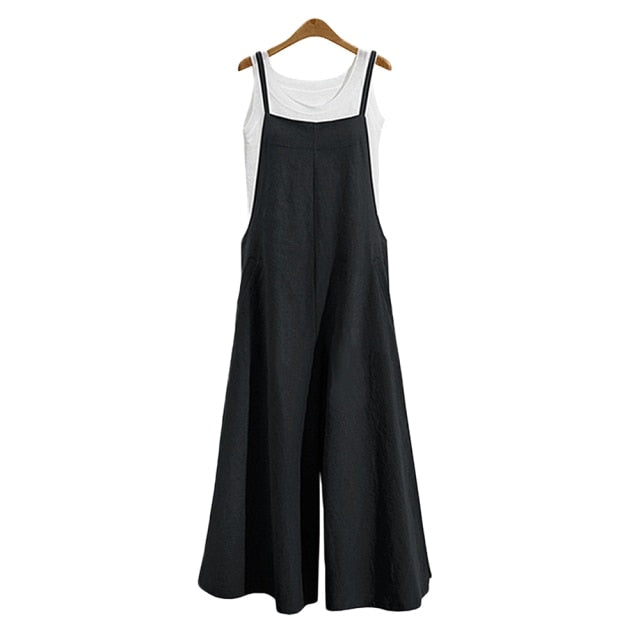 Sleeveless Oversized Cotton Linen Jumpsuits