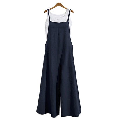 Sleeveless Oversized Cotton Linen Jumpsuits