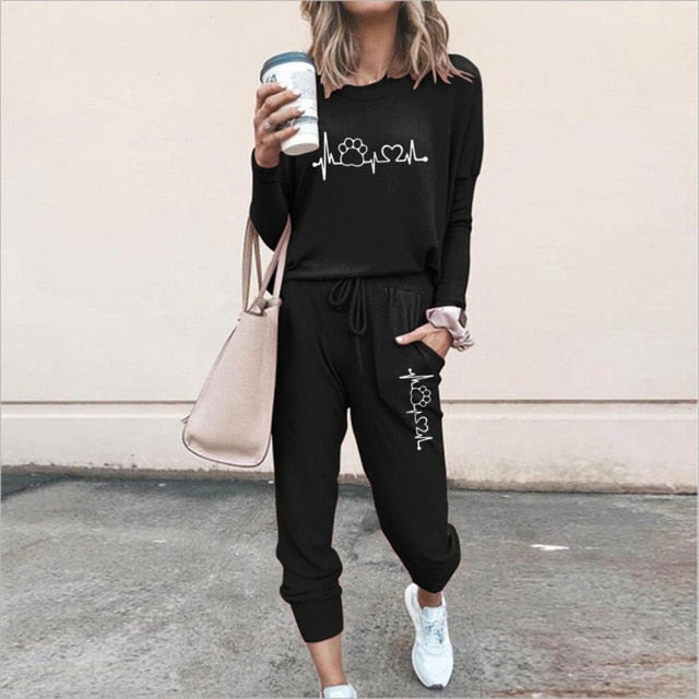 Summer 2 Piece Set Women Fashion Sports Pullovers