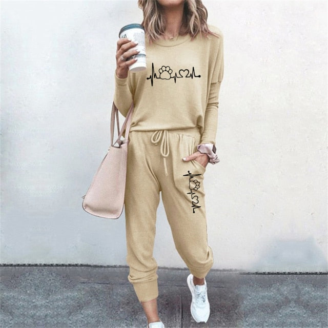 Summer 2 Piece Set Women Fashion Sports Pullovers