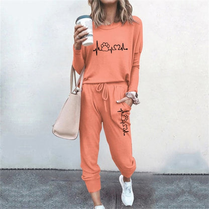 Summer 2 Piece Set Women Fashion Sports Pullovers