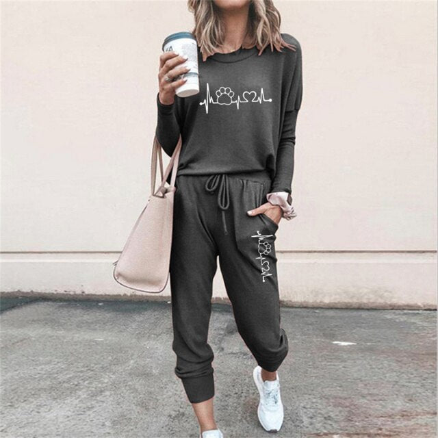 Summer 2 Piece Set Women Fashion Sports Pullovers