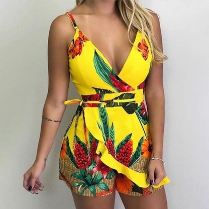 Short Pants Casual Slim Bandage V-Neck Beach Rompers