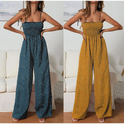 Women Polka Dot High Waist Rompers Jumpsuit