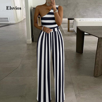 Elegant Office Lady Off Shoulder Wide Leg Jumpsuit