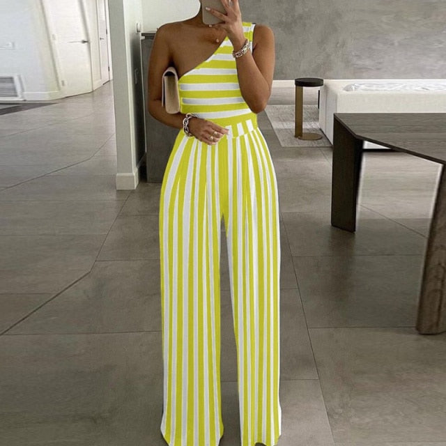 Elegant Office Lady Off Shoulder Wide Leg Jumpsuit