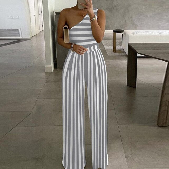 Elegant Office Lady Off Shoulder Wide Leg Jumpsuit