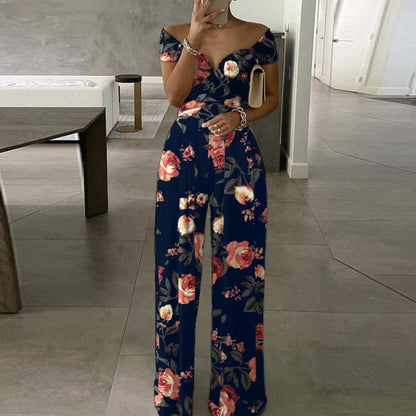 Elegant Office Lady Off Shoulder Wide Leg Jumpsuit