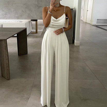 Elegant Office Lady Off Shoulder Wide Leg Jumpsuit