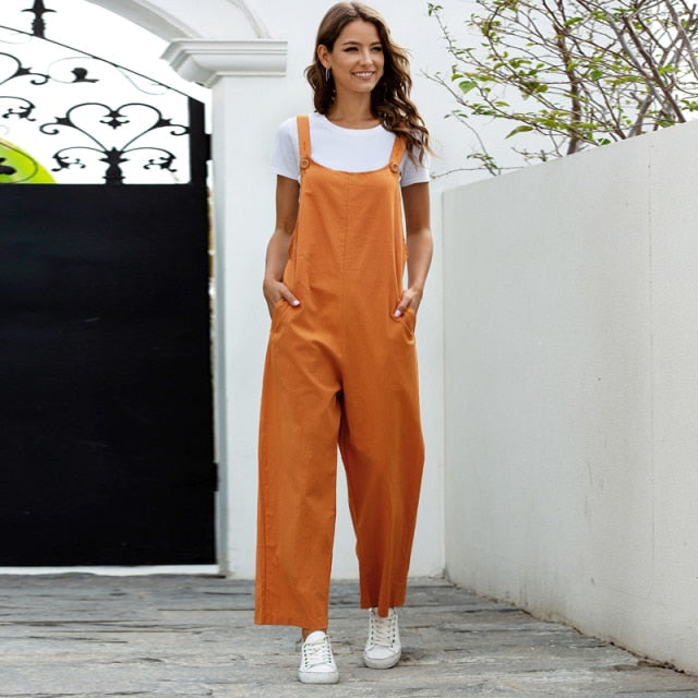 Women's casual suspenders cargo pants