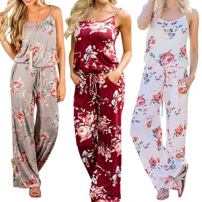 Summer Women traps Loose Pants Floral Bandage Romper