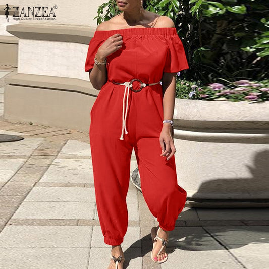 Fashion Women's Off Shoulder Summer Jumpsuit