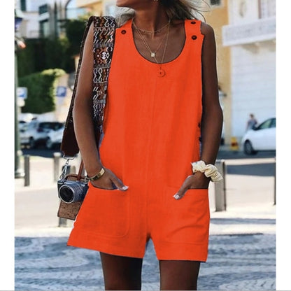 Summer Cotton Linen Loose Casual Playsuit