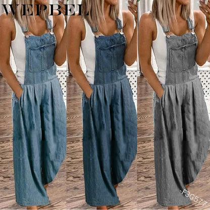 Vintage Wide Leg Streetwear Loose Pocket Jeans Rompers