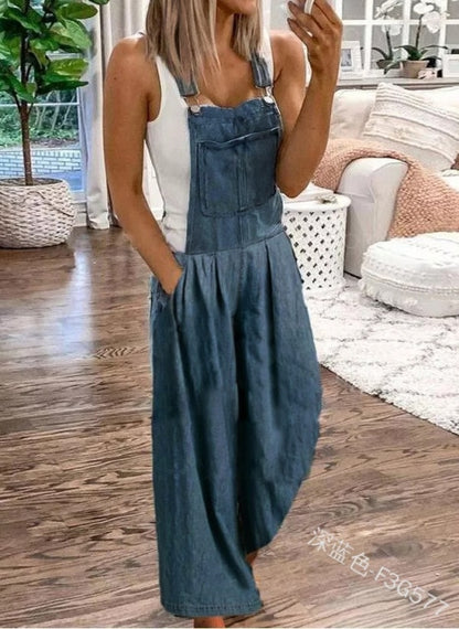 Vintage Wide Leg Streetwear Loose Pocket Jeans Rompers