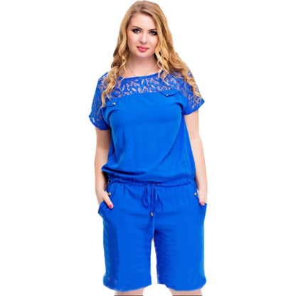 Women Large Size Siamese Pants Hollow Playsuits