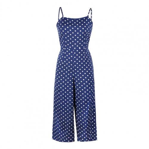 Women Sleeveless Polka Dots Loose Trousers Rompers