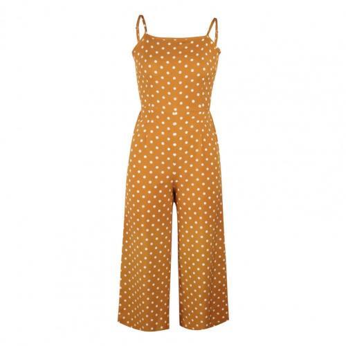 Women Sleeveless Polka Dots Loose Trousers Rompers