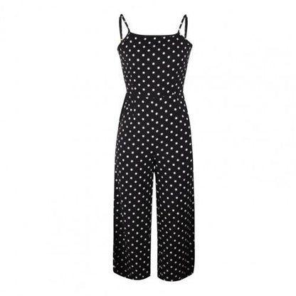 Women Sleeveless Polka Dots Loose Trousers Rompers