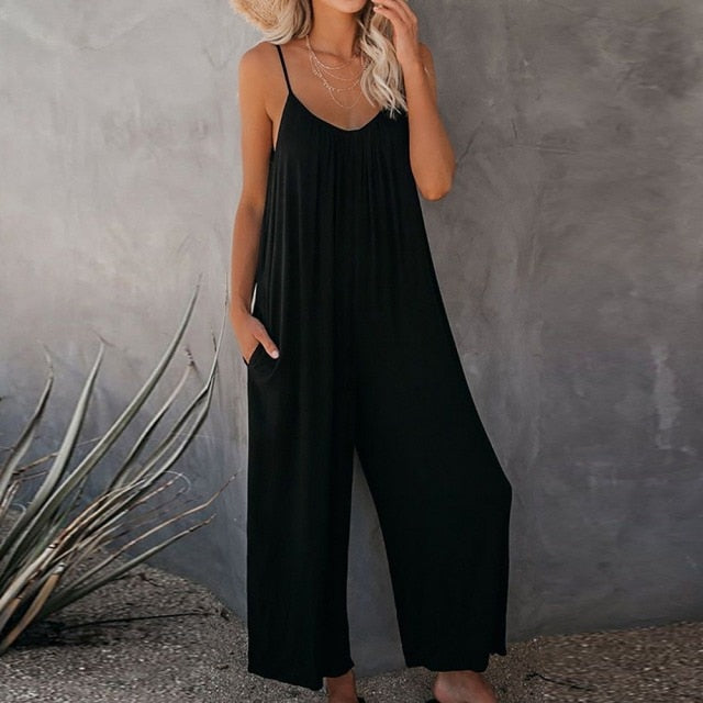 Women Sleeveless Straps Jumpsuits