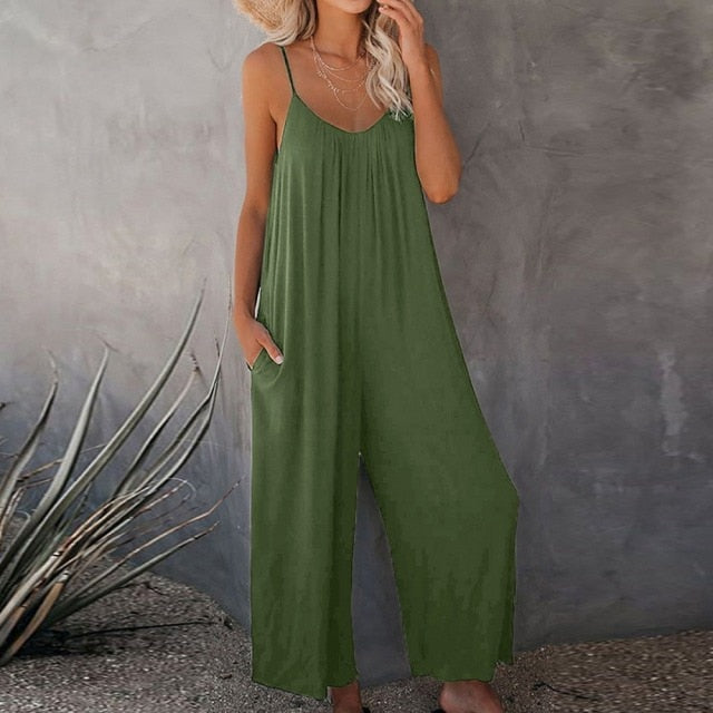 Women Sleeveless Straps Jumpsuits