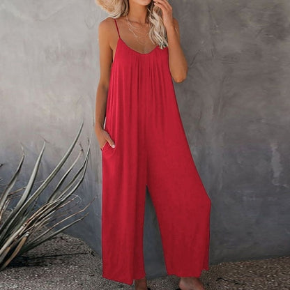 Women Sleeveless Straps Jumpsuits