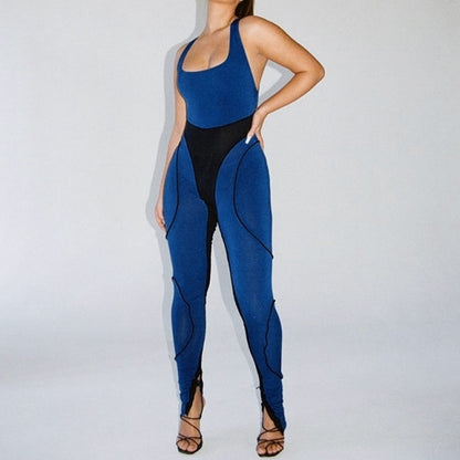 Womens Side Split Ruched Athleisure Sleeveless Jumpsuits