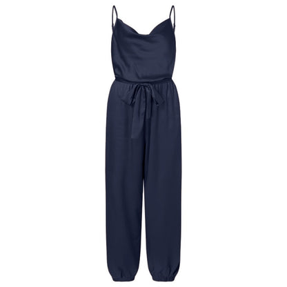 Summer Polka Belted Overalls Casual Solid Sleeveless Playsuit