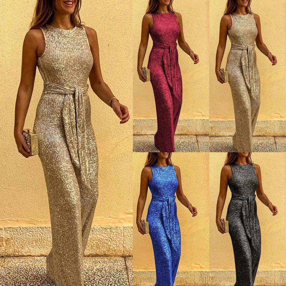 Fashionable Sequin Sleeveless Jumpsuit