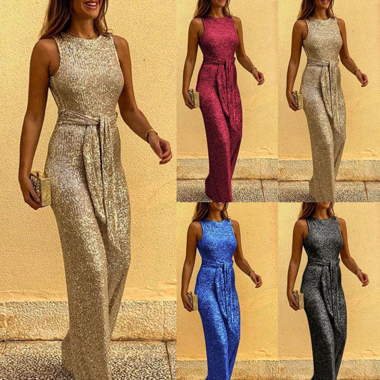 Fashionable Sequin Sleeveless Jumpsuit