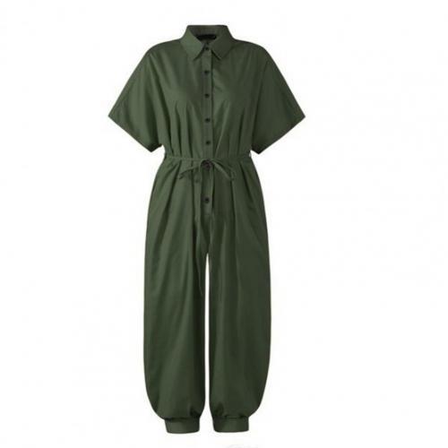 Women Lapel High Waist Jumpsuit