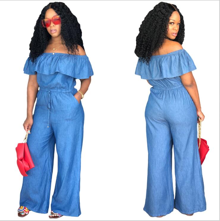 Women Casual Back Zipper Ruffle Jumpsuits