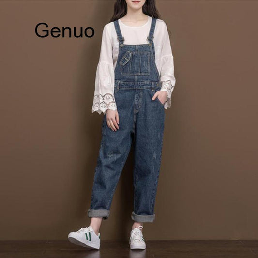 Women Vintage Casual Loose Denim Jumsuits