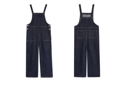 ladies retro casual loose denim jumpsuit