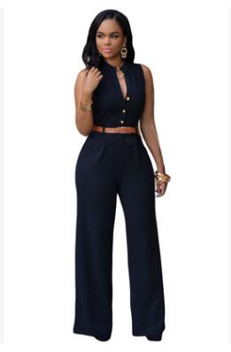 Women v-neck wide leg pants rompers