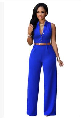 Women v-neck wide leg pants rompers