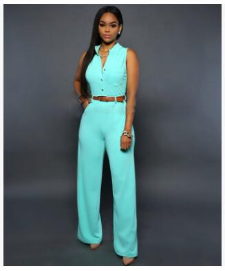 Women v-neck wide leg pants rompers