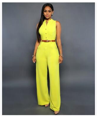 Women v-neck wide leg pants rompers