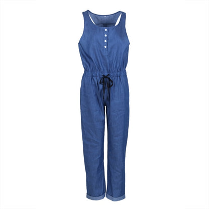 Women Sleeveless Loose Jeans Jumpsuit