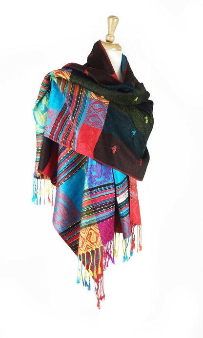 Reversible Rainbow Pashmina Scarf Shawl