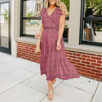 Women's Casual Summer Polka Dot Midi Dress