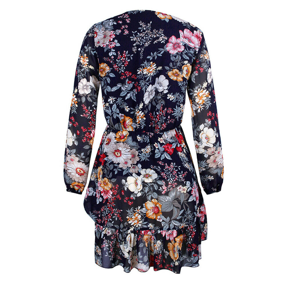 Casual V-Neck Floral Mini Dress