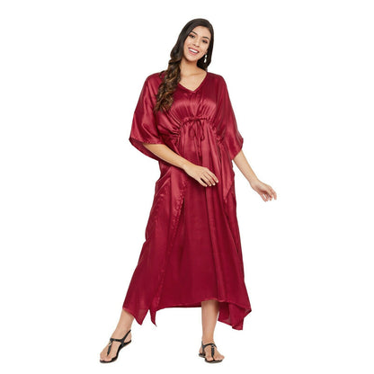 Women Kaftan Satin Kimono Sleeve Evening Gown