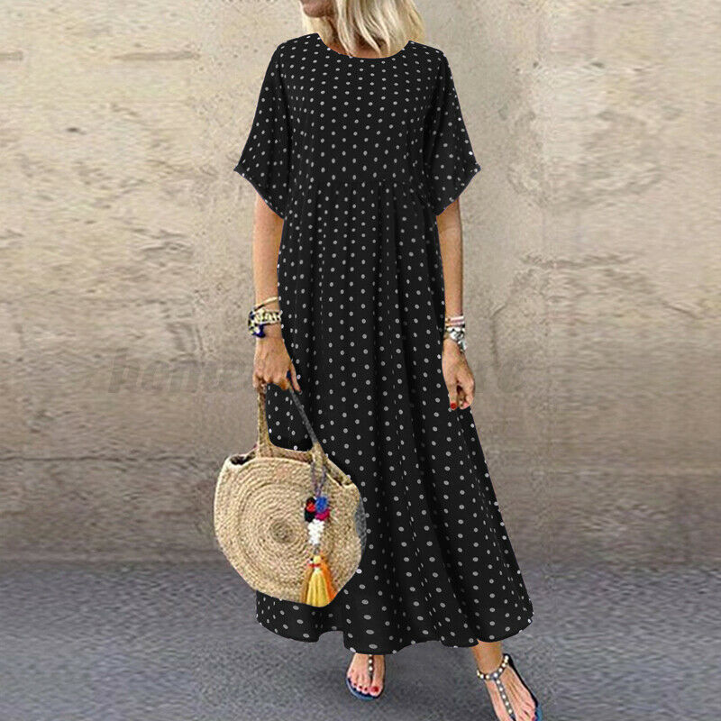 Women Short Sleeve Long Shirt Dress