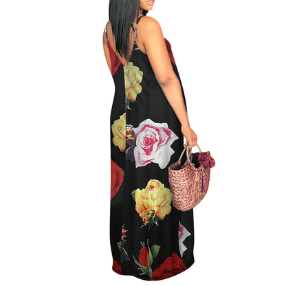 Casual Floral Pocket Loose Party Maxi Dress