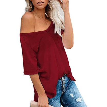 Casual Loose Blouse Pocket Top