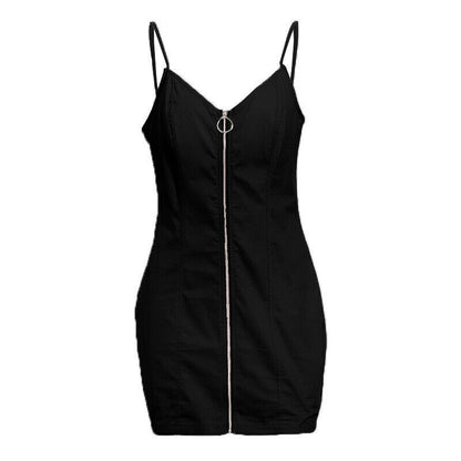 Casual Zipper Bodycon Mini Cami Dress