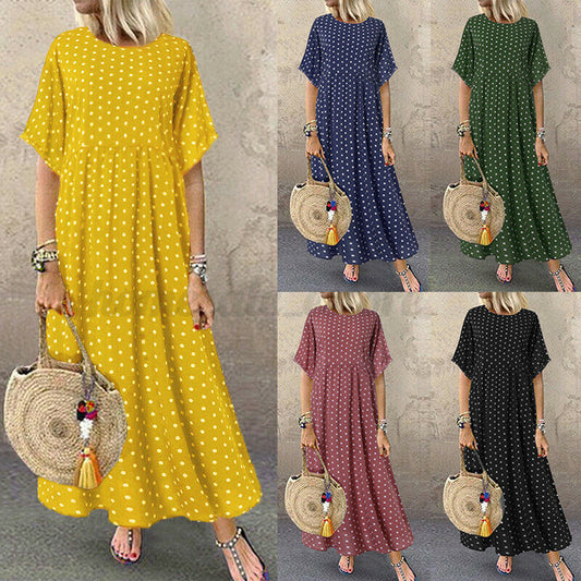 Women Short Sleeve Long Shirt Dress